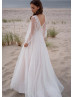 Ivory Lace Polka Dots Tulle Slit Flowing Wedding Dress Ivory Lace Polka Dots Tulle Slit Flowing Wedding Dress